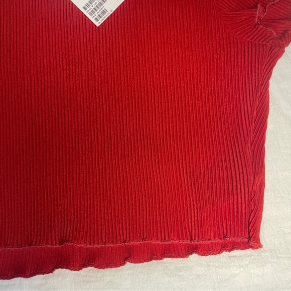 H&M Red Ribbed Cropped Top - Medium - Picture 4 of 6